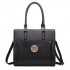 LT1650 - Miss Lulu Textured Leather Look Square Pocket Shoulder Handbag Black LT1650 - Miss Lulu Textured Leather Look Square Pocket Shoulder Handbag Black
